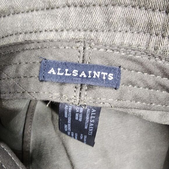 AllSaints Frayed Edge Bucket Hat Olive Green Spellout main image 5